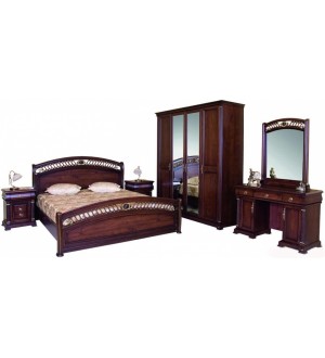 Аманда. Спальня (кров.160х200 2-е тумбы туал. стол с зерк. шкаф 5-дв. с зерк)