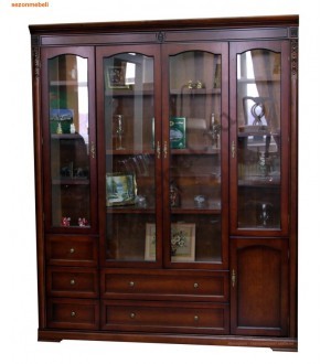 C05. Шкаф книжный 4-х дверный RIGHT (Цвет: Z01 - вишня)