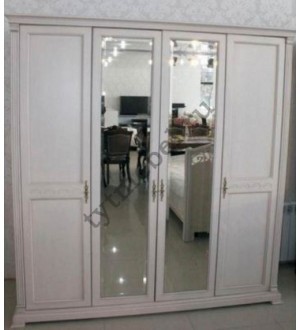 9901. Шкаф 4-дверный  "Нотти" "WARDROBE" - с 2-мя зеркалами (200*65*215). Цвет: white (белый)