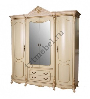 3136 Виктория Шкаф 4-х дв. с зеркалом 4 DOOR WARDROBE, цвет: бежевый