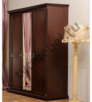 9901. Шкаф 3-дверный  "Нотти" "WARDROBE" - с  зеркалом. Цвет: темный орех