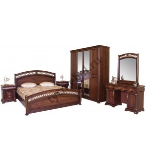 9901. Шкаф 4-дверный  "Нотти" "WARDROBE" с 2-мя зеркалами. Цвет: темный орех
