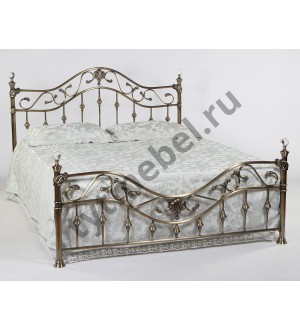 Кровать 9907 L - 140*200 см CRYST (цвет - Antique brass - Античная медь) с КРИСТАЛЛАМИ 
