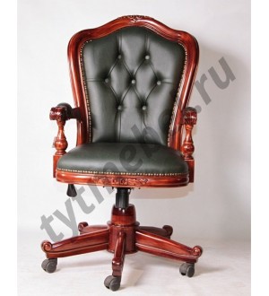 LC-0104. ALVARO Кресло офисное (массив красного дерева, кожа), цвет: ANTIQUE (вишня)