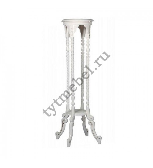 HK-749. Подставка для цветов (массив красного дерева) WHITE GLAZE (белый глянцевый), 29*29*101 см