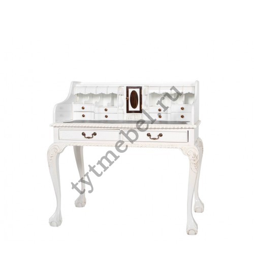 LMR-358. Стол-Бюро (массив красного дерева)  WHITE GLAZE (белый глянцевый) 102*58*108 см