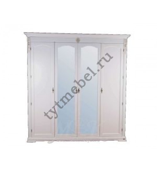 С05. Шкаф 4-х дверный  с зеркалом "Валенсия" "WARDROBE WITH MIRROR" (210*65*220). Цвет: white (белый)