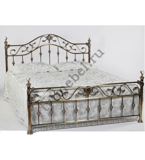 Кровать 9906 - 160*200 см CRYST (цвет - Antique brass - Античная медь) с КРИСТАЛЛАМИ