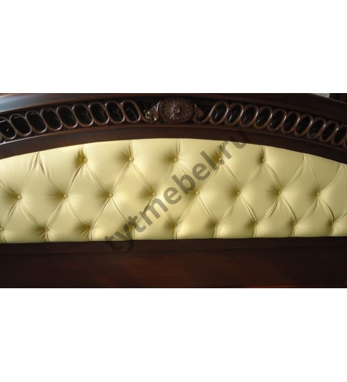 9901. Кровать  "Нотти" "BED" (180 х 200 см), без решетки. Цвет: темный орех. (Изголовье кожзам)
