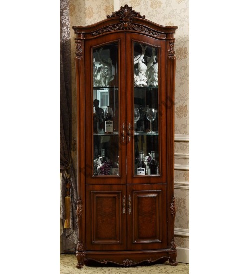 OYF-802. Витрина угловая София CORNER 70х70х233 см. Цвет: тем.орех, разобр (5 к)