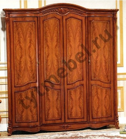 OYF-8929. Шкаф 4-дверный с зеркалами Виолетта 206х62х225 см. Цвет: тем.орех, разобр. (6 к)
