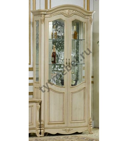 OYF-8929. Витрина 2-дверная Виолетта 110х42х225 . Цвет: тем.орех, разобр (4 к)