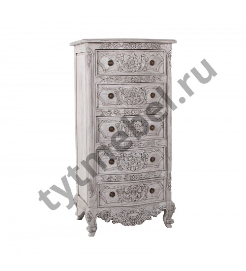 CHIFFONEIR VERSAILLE Комод с 5 ящиками 60х46х119 см, цвет: Duco+Glaze Black - античный серый
