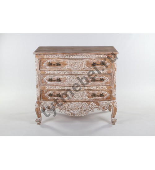 COMMODE VERSAILLE 3. Комод с 3-мя ящиками 105х60х96см, цвет: Duco+Glaze Black - Ceruse - античный бежевый