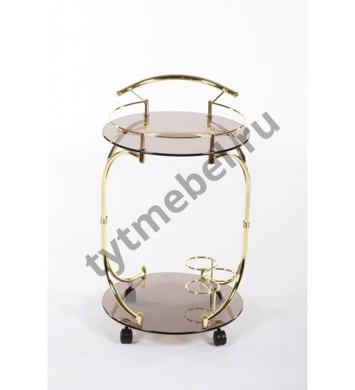 VT-S-03 Сервир. столик металл-золото ,стекло коричневое