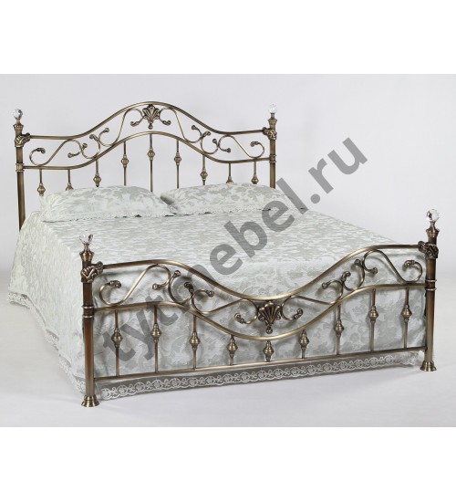 Кровать 9907 L - 140*200 см CRYST (цвет - Antique brass - Античная медь) с КРИСТАЛЛАМИ