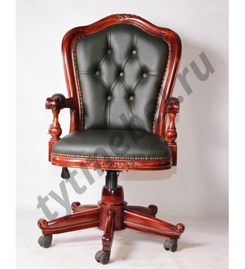 LC-0104. ALVARO Кресло офисное (массив красного дерева, кожа), цвет: ANTIQUE (вишня)